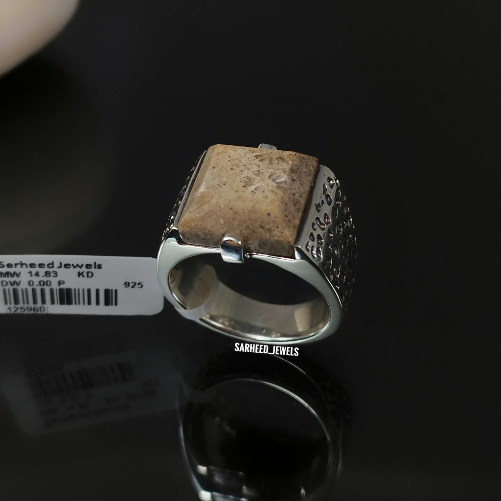 Natural Fossil Coral Men Ring