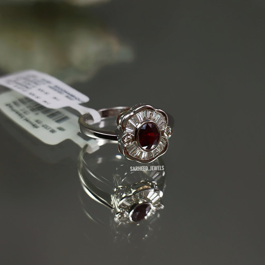 Natural Ruby and Diamond White Gold Ring