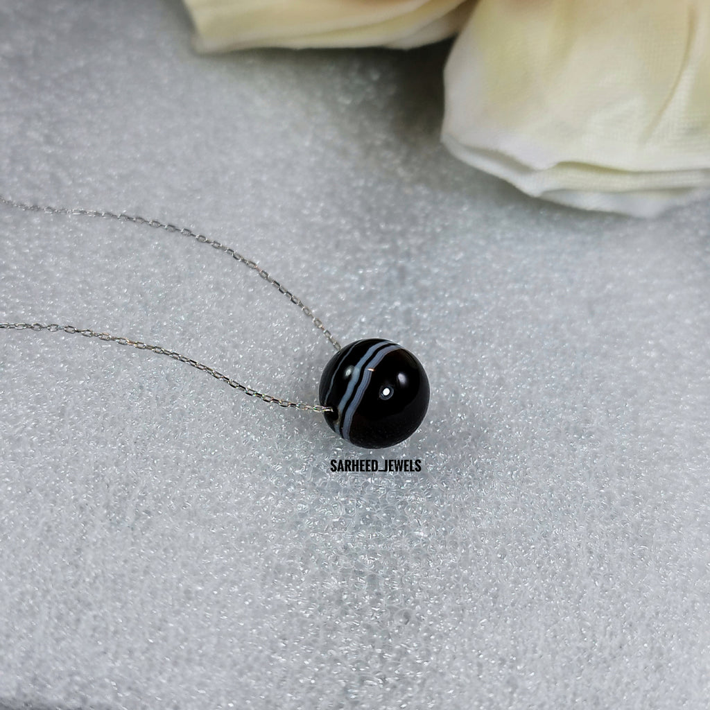 Natural Agate White Gold Necklace