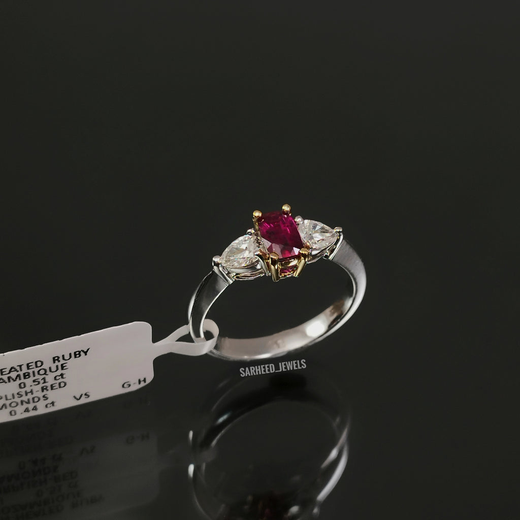 Unheated Ruby and Diamond Two-Tone Gold Ring