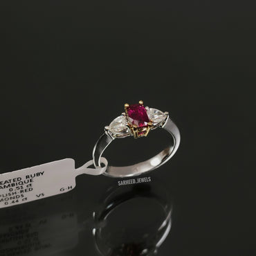 Unheated Ruby and Diamond Two-Tone Gold Ring