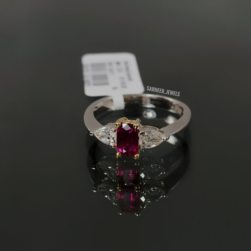 Unheated Ruby and Diamond Two-Tone Gold Ring