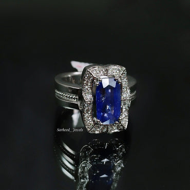 Natural Sapphire and Diamond Men Ring