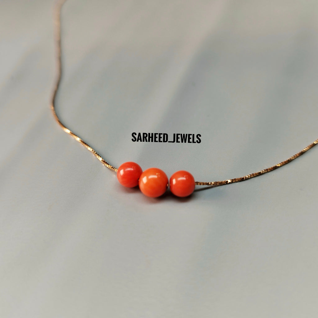 Natural Coral Gold Necklace