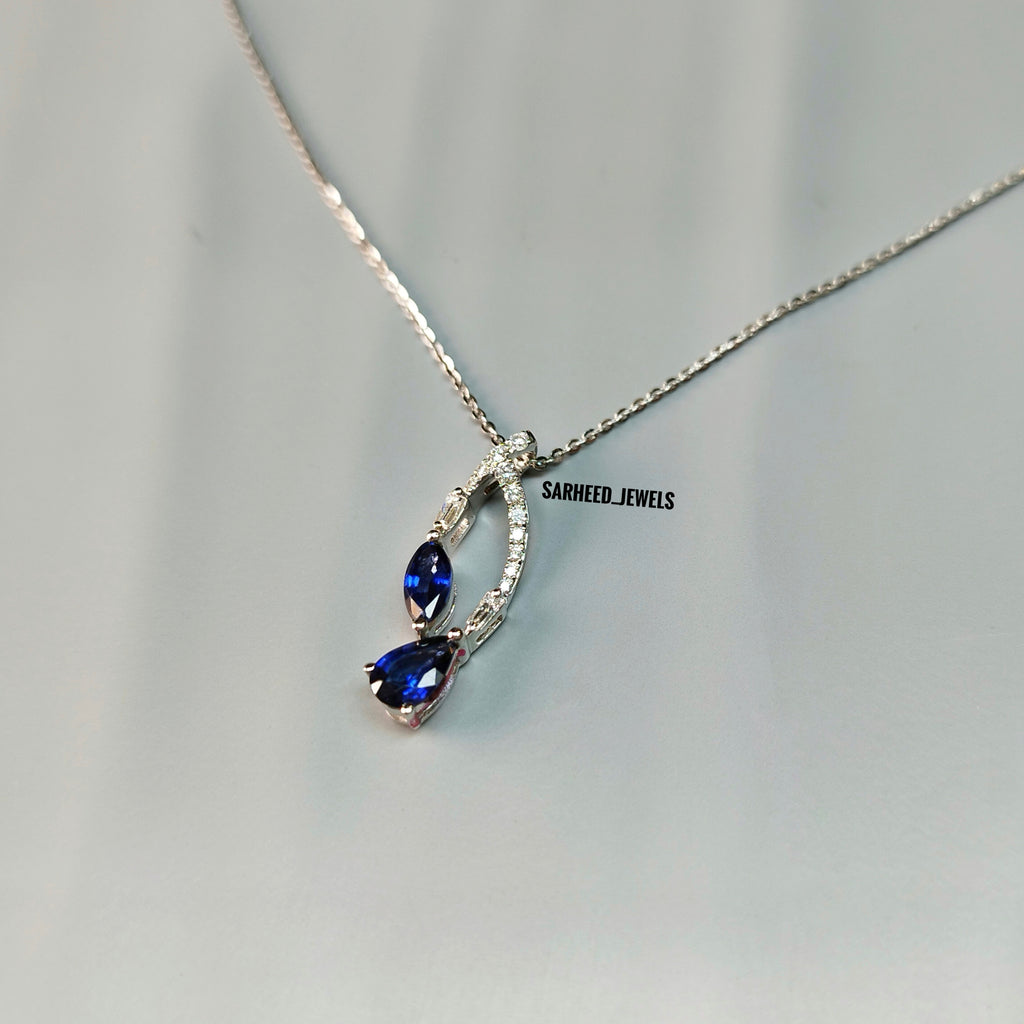 Natural Sapphire and Diamond Gold Necklace