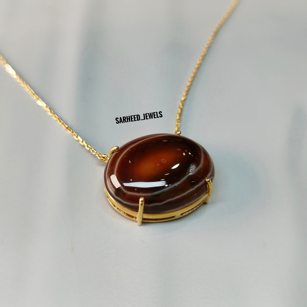 Natural Agate Gold Necklace