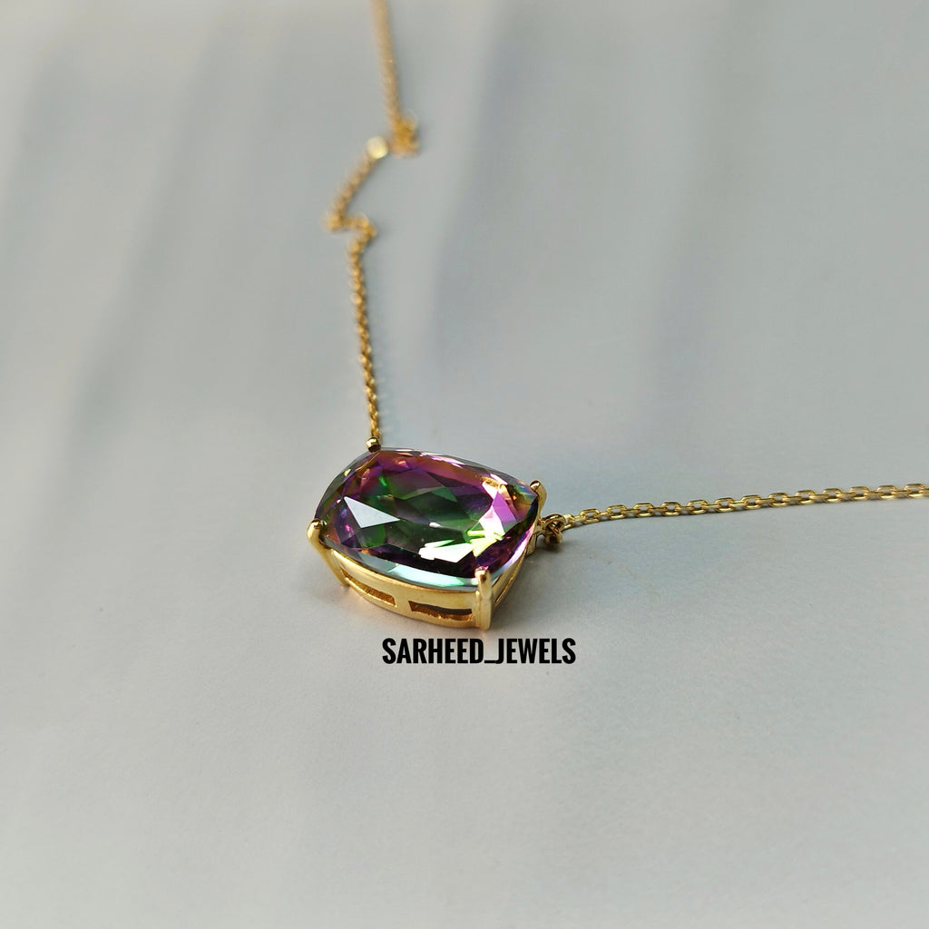 Natural Mystic Topaz Gold Necklace