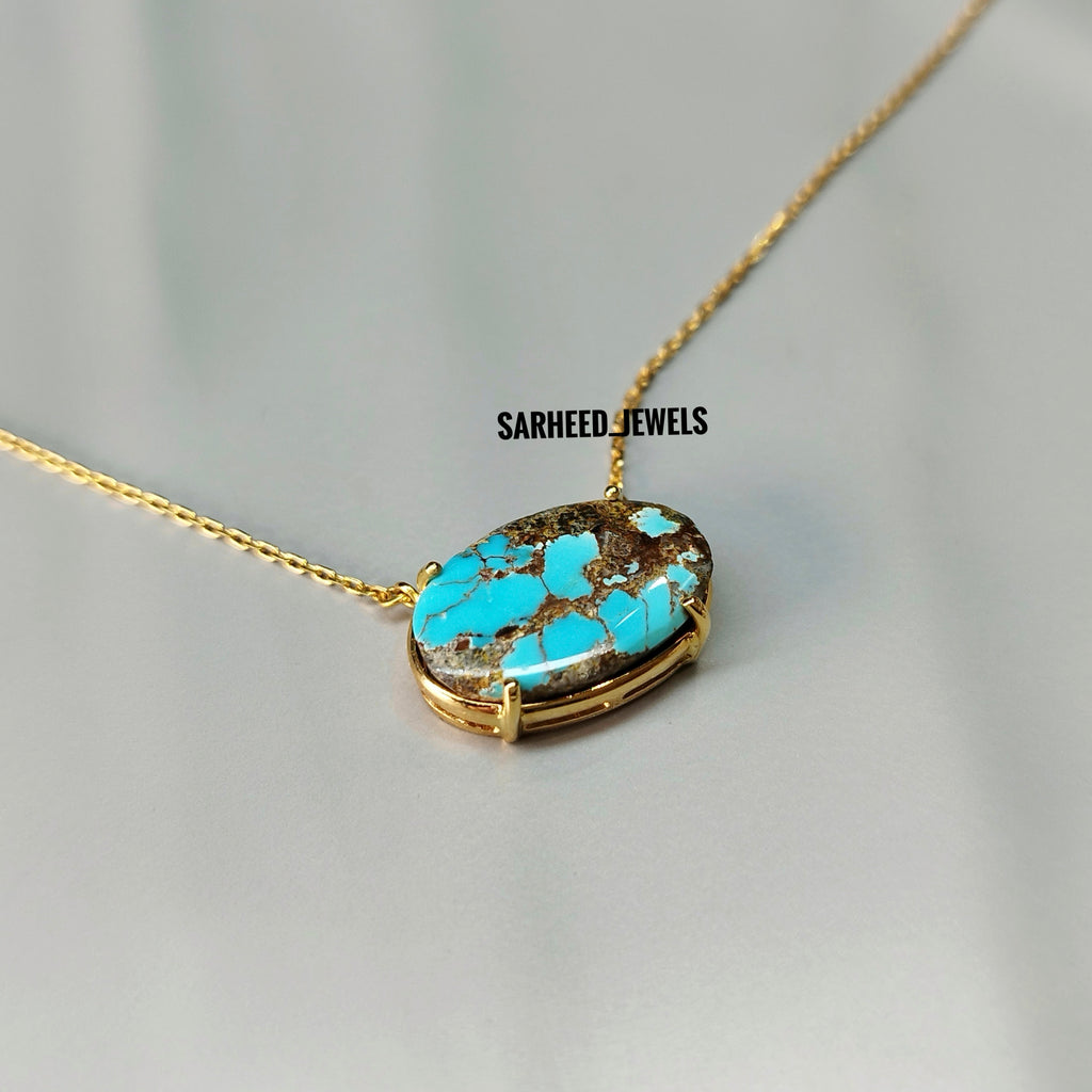 Natural Turquoise Gold Necklace