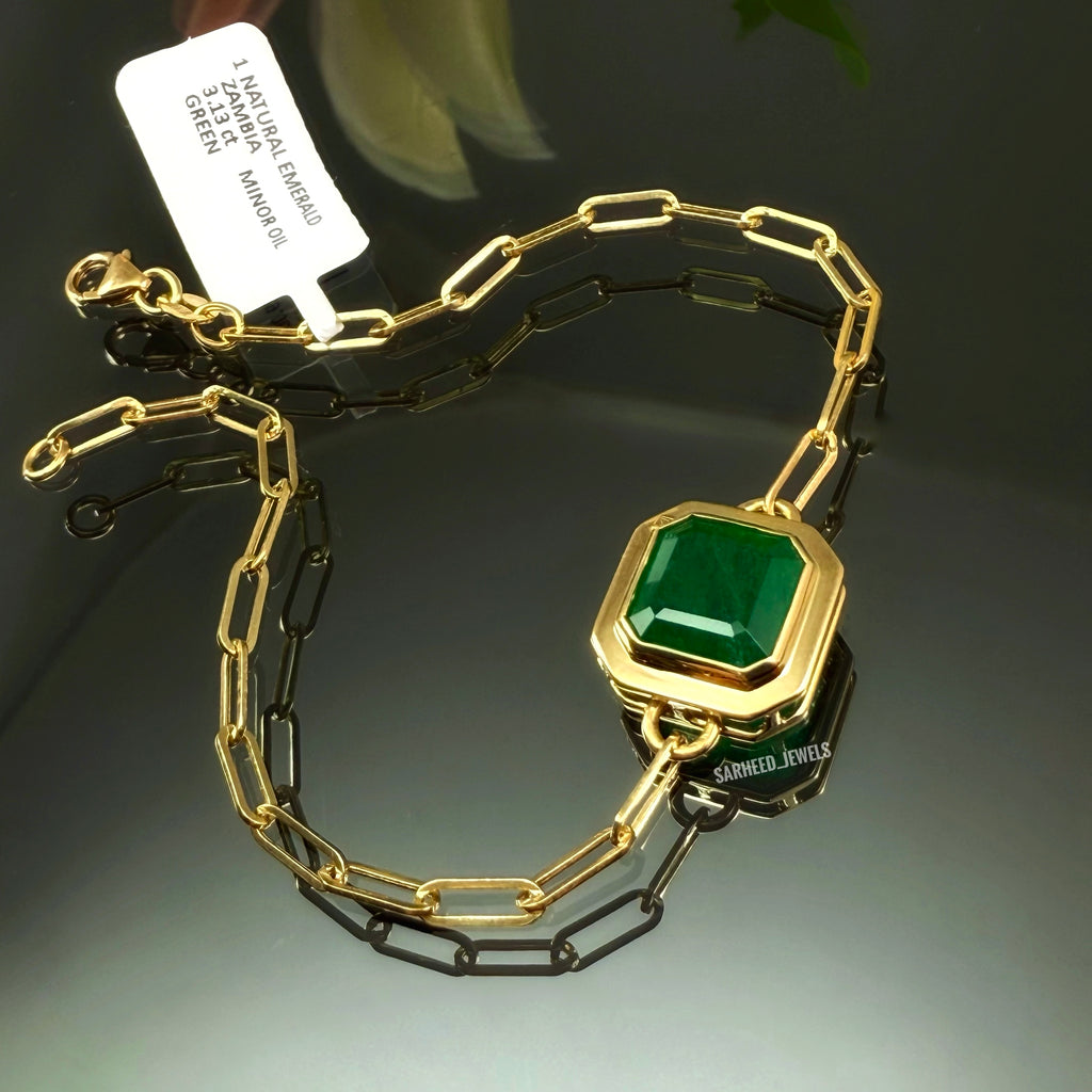 Natural Emerald Gold Bracelet