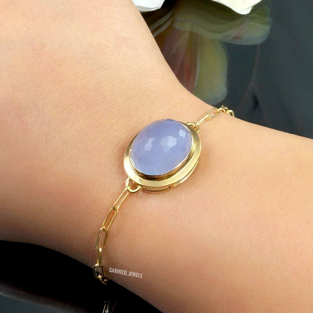 Natural Agate Gold Bracelet