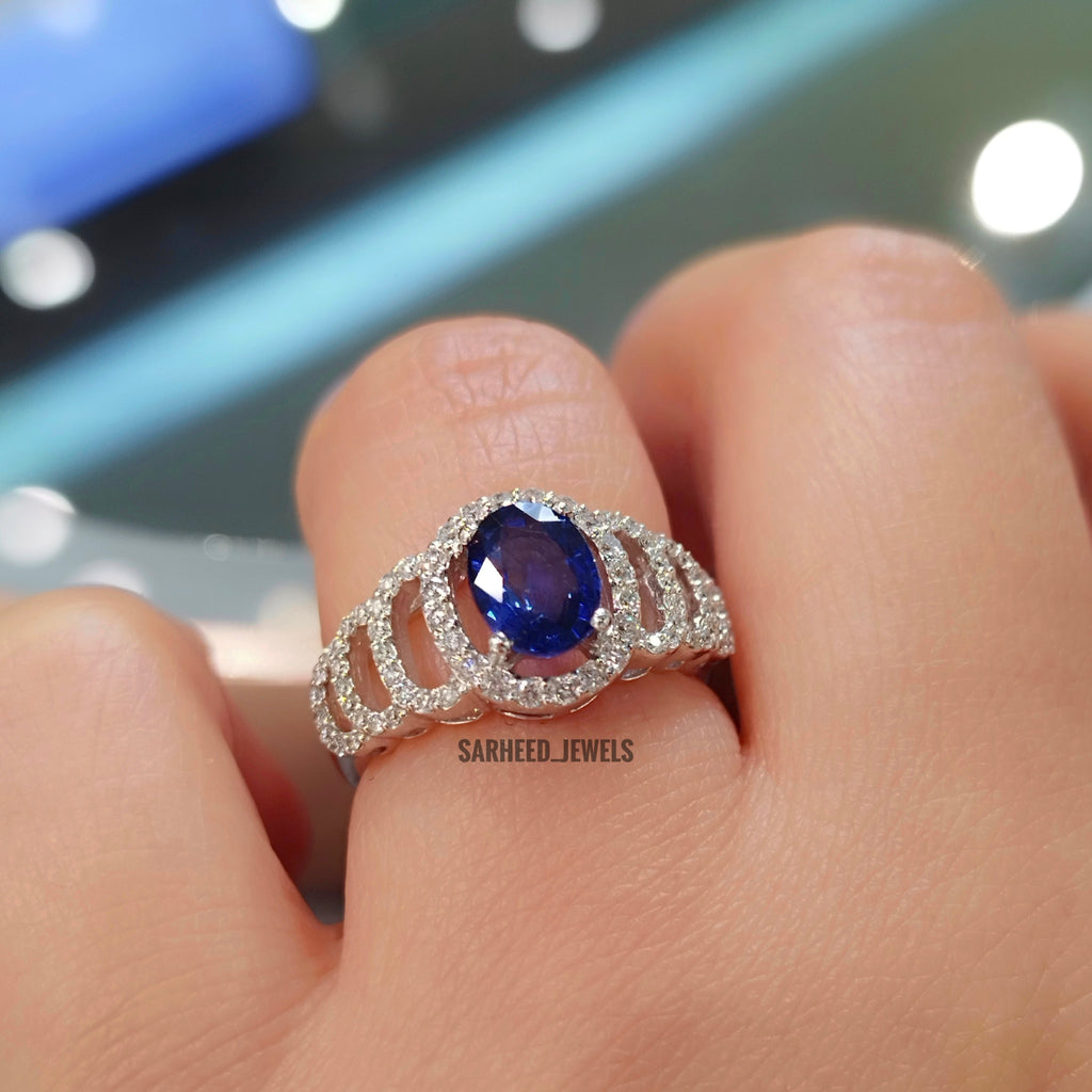 Natural Sapphire & Diamond Gold Ring