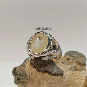 Natural Sapphire and black diamond ring