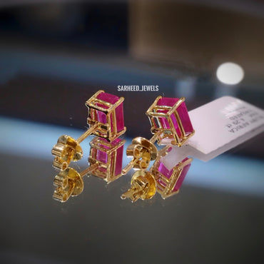 Natural Ruby Gold Studs