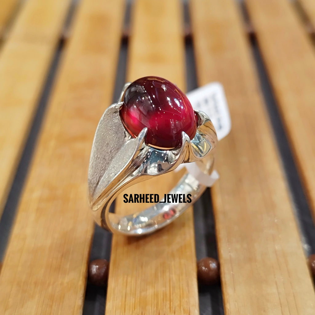 Natural Hessonite Garnet Men ring