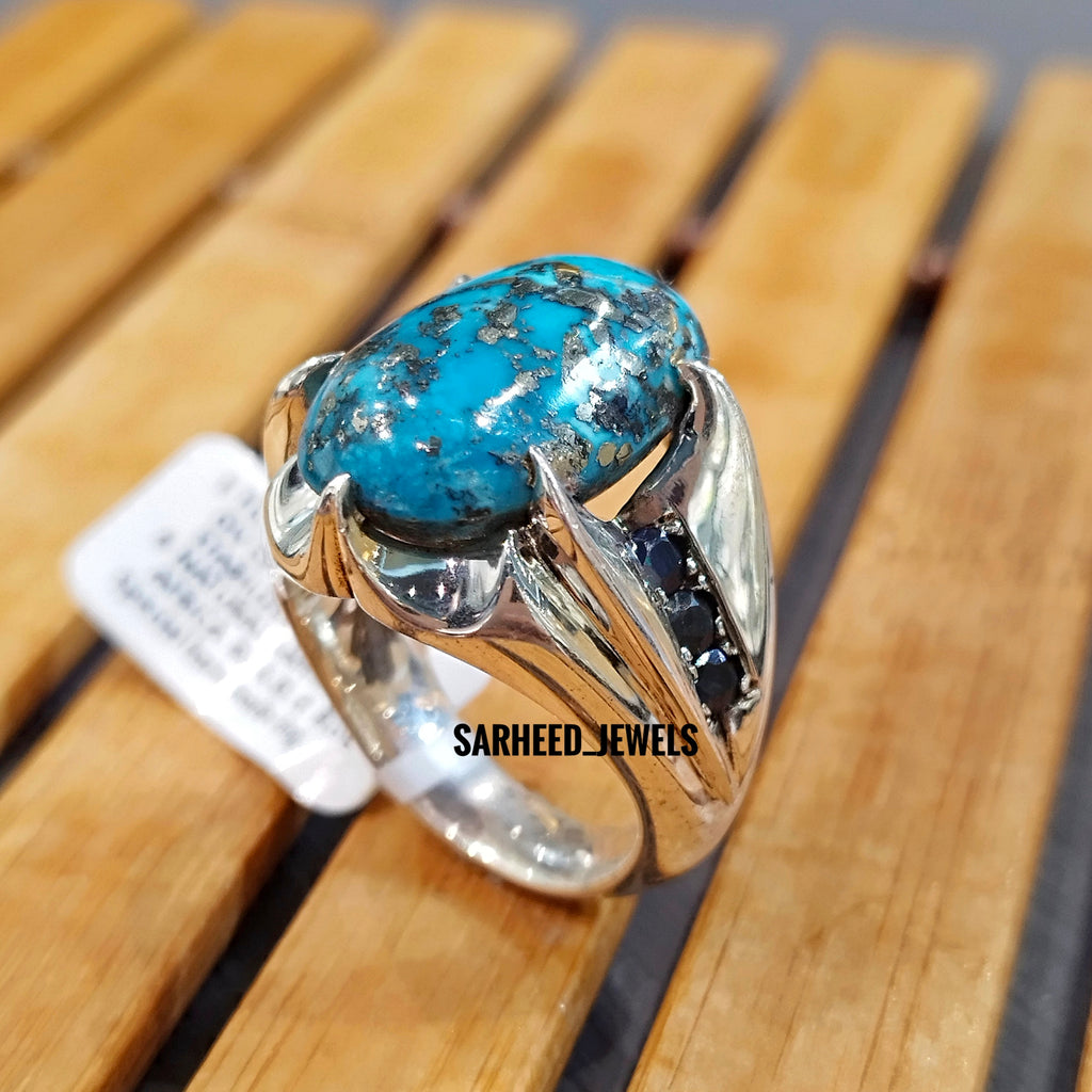 Raw Sapphire & Turquoise Rose Gold Ring | Baltinester Jewelry