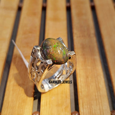 Natural Opal and Diamond Men Ring