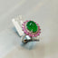 Natural Emerald, Pink Sapphire and Diamond Gold Ring