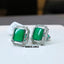 Natural Green Onyx and Diamond Gold Studs