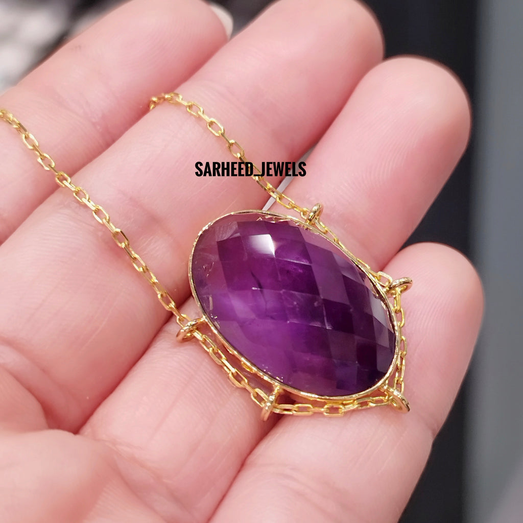 Natural Amethyst Gold Necklace