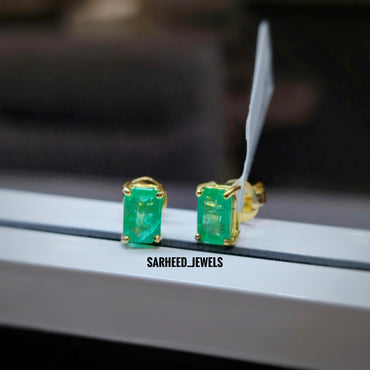 Natural Emerald Gold Studs