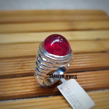 Natural Ruby and Diamond Men Ring