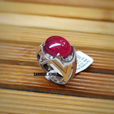 Natural Ruby And Diamond Men Ring