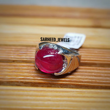 Natural Ruby And Diamond Men Ring