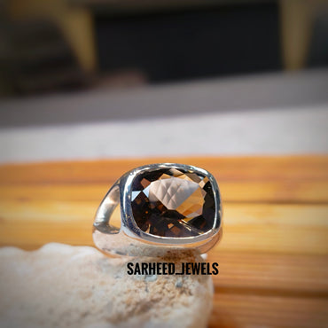Natural Smoky Quartz Men Ring