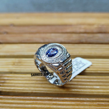 Natural Sapphire And Diamond Ring