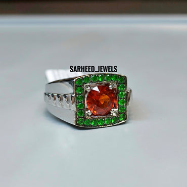 Natural Garnet Men Ring