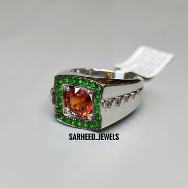 Natural Garnet Men Ring