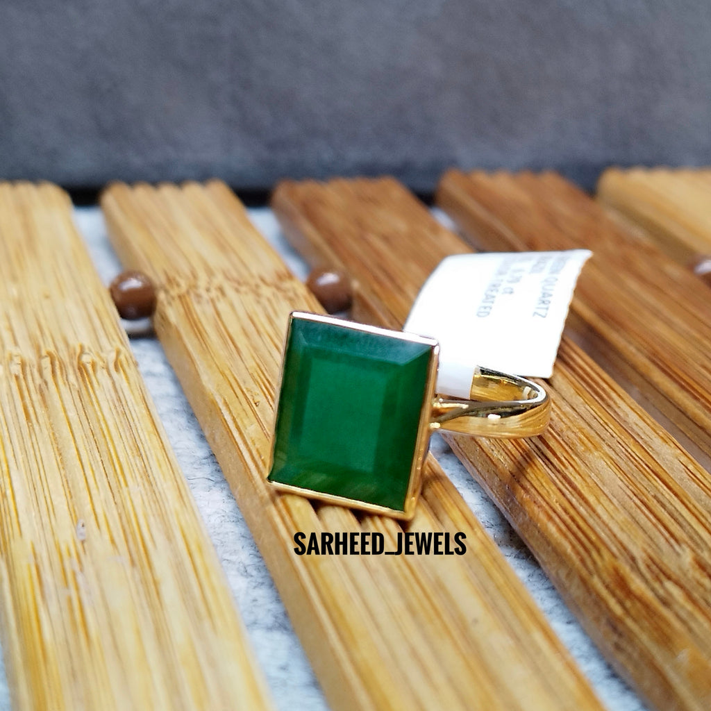 Natural Green Quartz Gold Ring