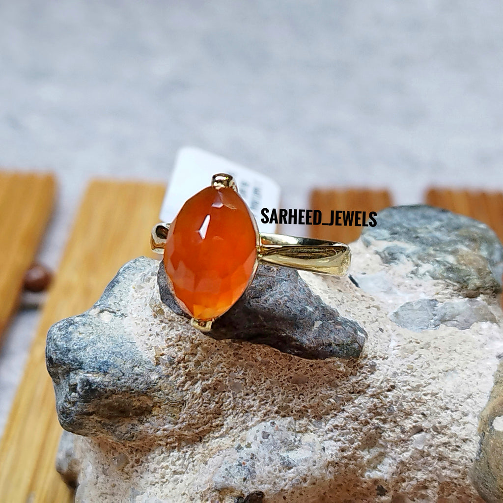 Natural Agate Gold Ring
