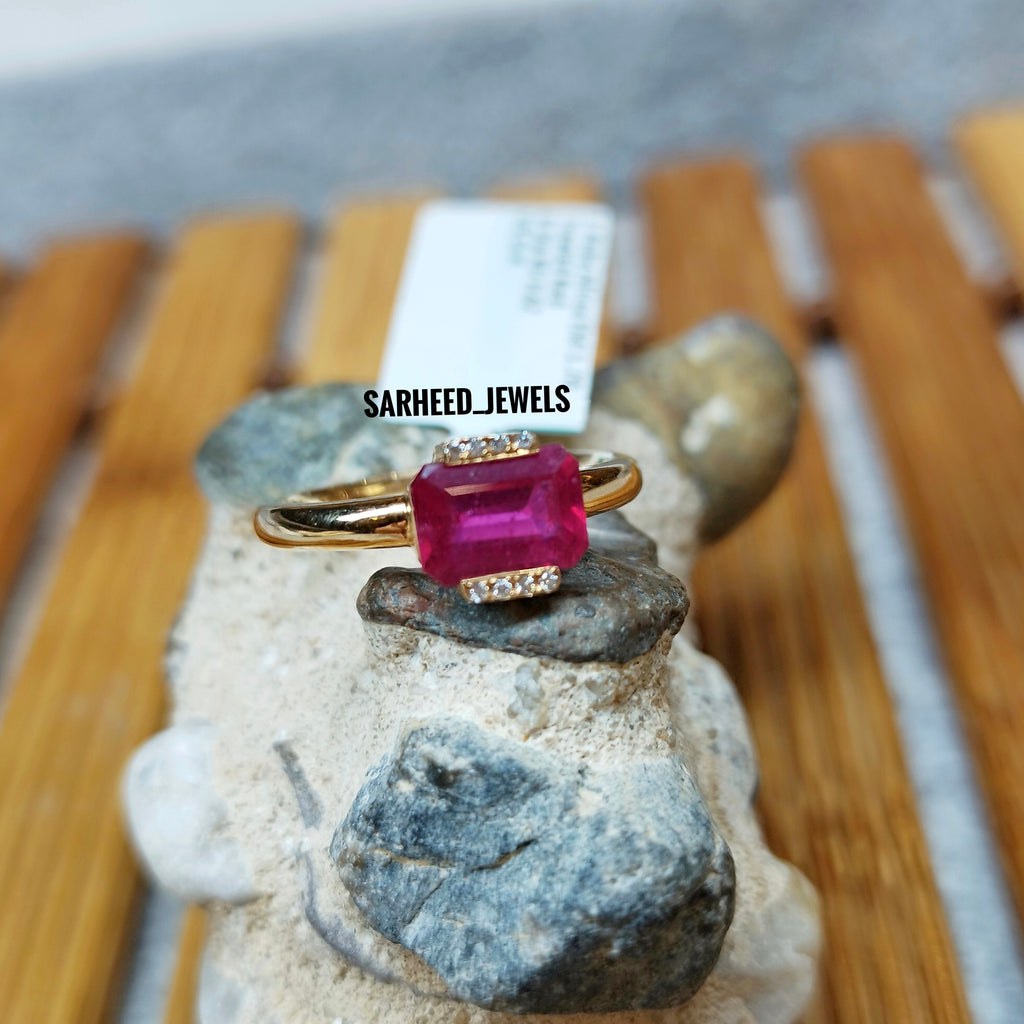 Natural Ruby and Diamond Gold Ring