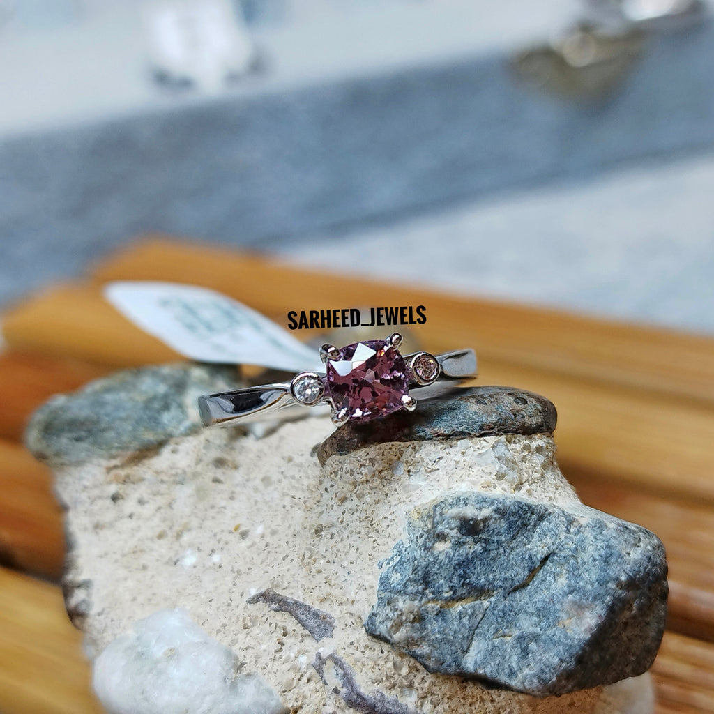 Natural Pink Spinel and Diamond Gold Ring