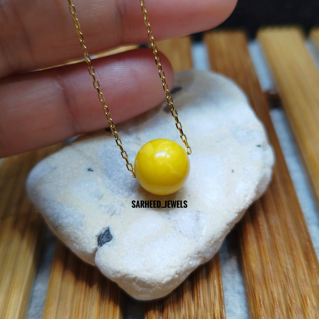 Natural Amber Gold Necklace