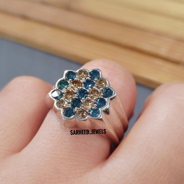 Blue and Brown Diamond Men Ring