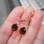Natural Smoky Topaz and Diamond Gold Earrings