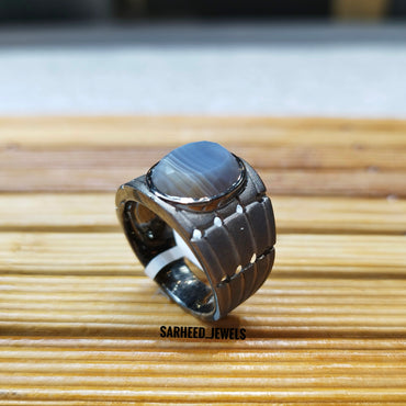 Natural Agate Men Ring