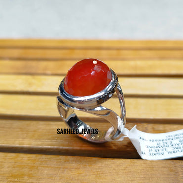 Natural Agate and Diamond Men Ring