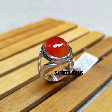 Natural Agate and Diamond Men Ring