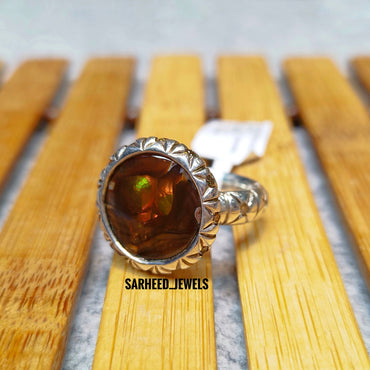 Natural Fire Agate and Diamond Men Ring