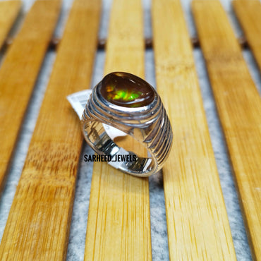 Natural Fire Agate Men Ring
