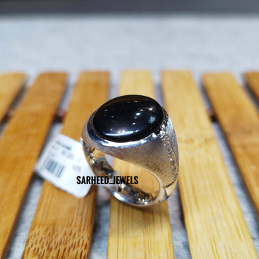 Natural Agate and Diamond Men Ring