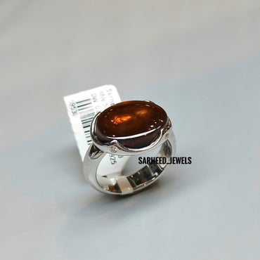Natural Fire Agate and Diamond Men Ring