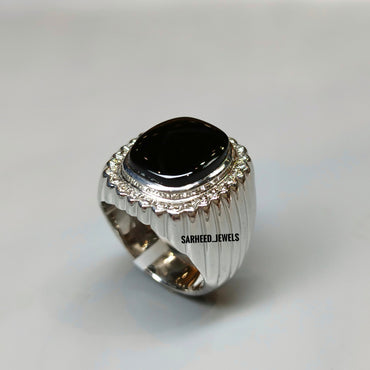 Natural Onyx and Diamond Men Ring