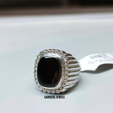 Natural Onyx and Diamond Men Ring