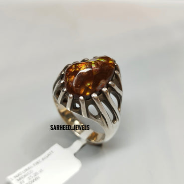 Natural Fire Agate Men Ring