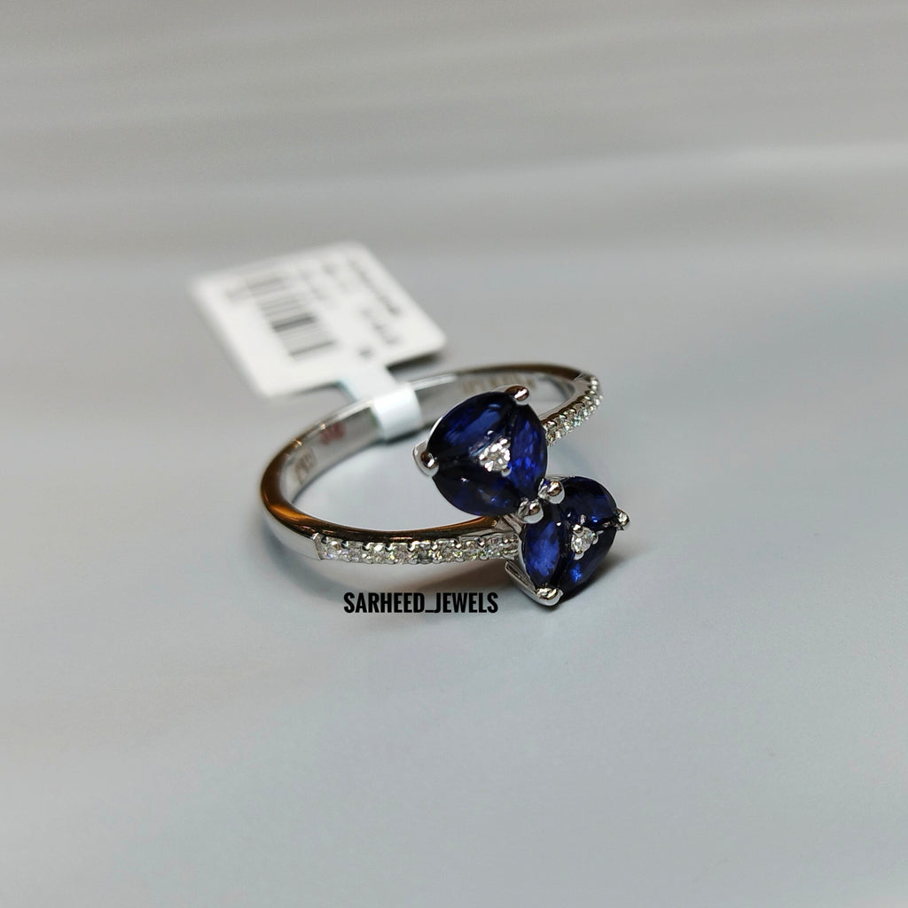 Natural Sapphires and Diamond Gold Ring