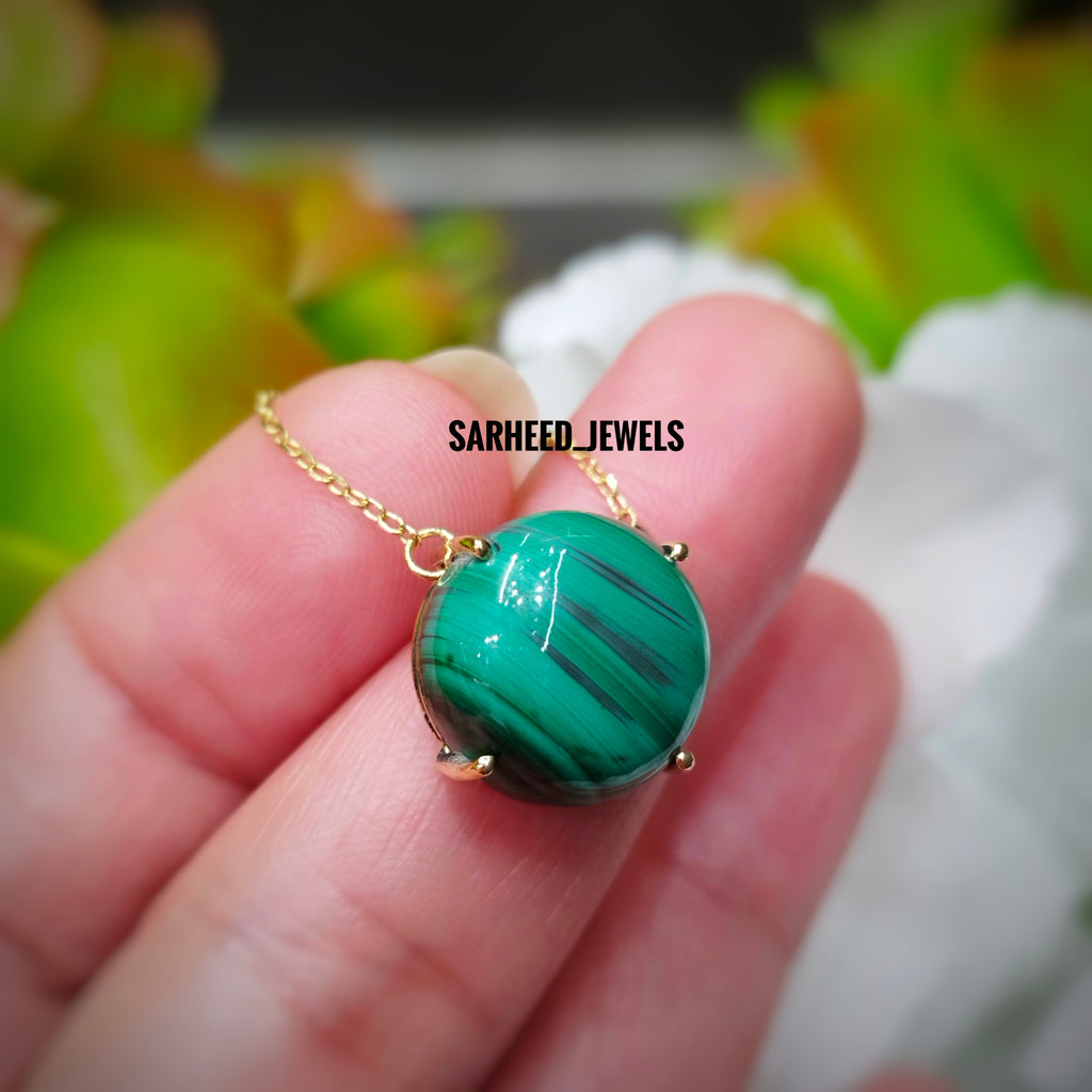 Natural Malachite Gold Necklace